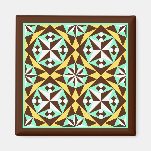 -blauw-bruin Barcelona-patroon Magneet (Voorkant)