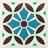  blauw bruin Barcelona Star Tile Geometric Glazen Onderzetter (Voorkant)