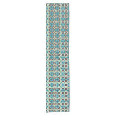 blauw bruin Barcelona Star Tile Geometric Korte Tafelloper (Voorkant)