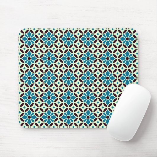  blauw bruin Barcelona Star Tile Geometric Muismat (Met muis)