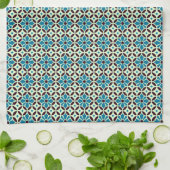  blauw bruin Barcelona Star Tile Geometric Theedoek (Gevouwen)