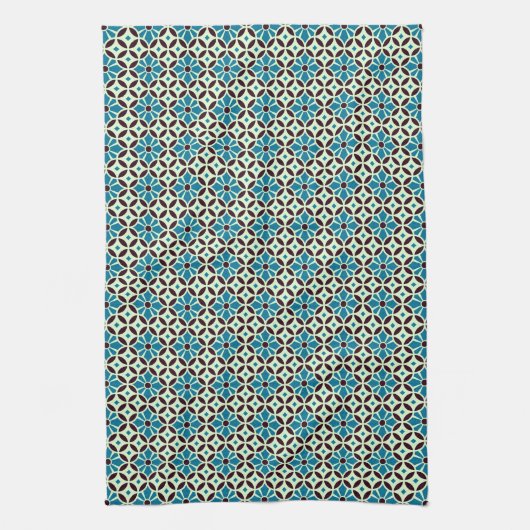  blauw bruin Barcelona Star Tile Geometric Theedoek (Verticaal)