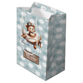 Blauw Bruin Beer Baby shower Favoriet Bag voor Jon Medium Cadeauzakje (Achterkant Gekanteld)