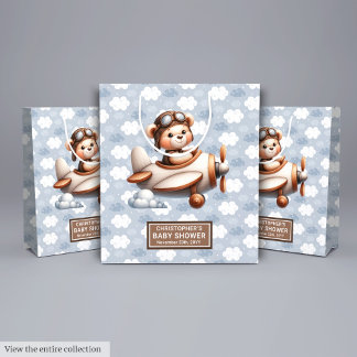 Blauw Bruin Beer Baby shower Favoriet Bag voor Jon Medium Cadeauzakje