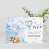 Blauw Bruin Beer Jongen Verjaardagsfoto Dank u kaa Bedankkaart (Staand voorkant)