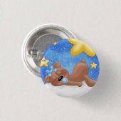 Blauw bruin Beer Ronde Button 3,2 Cm (Voorkant /achterkant)