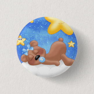 Blauw bruin Beer Ronde Button 3,2 Cm
