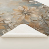Blauw Bruin Beige Boerderij Bloemen Sherpa Deken (3/4)