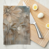 Blauw Bruin Beige Boerderij Bloemen Theedoek (Quarter Fold)