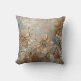 Blauw bruin beige boerderij bloemenkussen kussen
