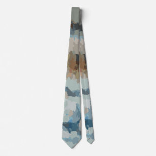 Blauw bruin beige taupe moderne abstracte natuur stropdas