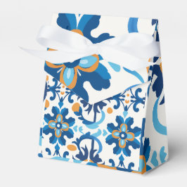 Blauw & Bruin Bloemen Gift Bag met deksel Bedankdoosjes