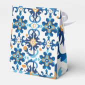 Blauw & Bruin Bloemen Gift Bag met deksel Bedankdoosjes (Achterkant)