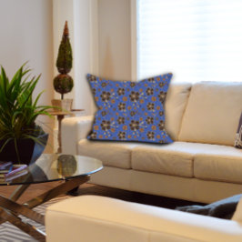 Blauw Bruin Bloemen Kussen