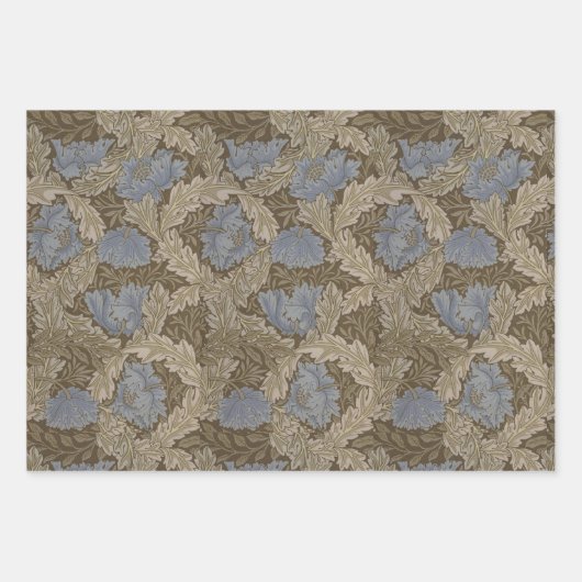  Blauw Bruin Bloemen William Morris Patterns Inpakpapier Vel (Voorkant 2)