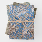  Blauw Bruin Bloemen William Morris Patterns Inpakpapier Vel (In situ)