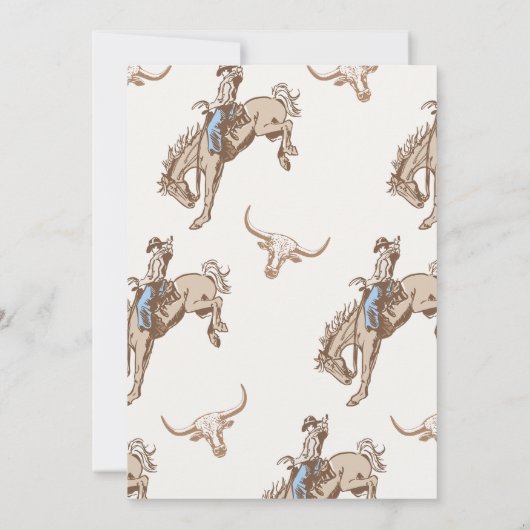  blauw bruin cowboy rodeo 1e verjaardag kaart (Achterkant)