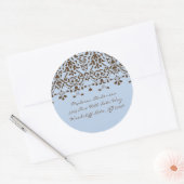 Blauw & Bruin Damask Adreslabel Ronde Sticker (Envelop)