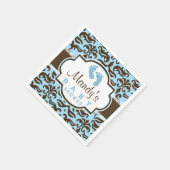 Blauw & Bruin Damask Baby shower Servet (Hoek)