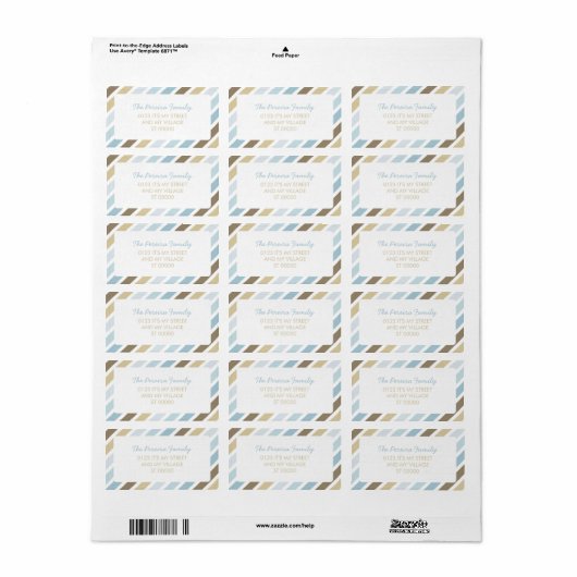 Blauw Bruin Diagonaal Streeppatroon Eenvoudig Gest Etiket (Full Sheet)