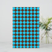 Blauw Bruin Diamant Checker Patroon Briefpapier (Staand voorkant)