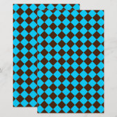 Blauw Bruin Diamant Checker Patroon Briefpapier (Voorkant / Achterkant)