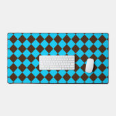 Blauw Bruin Diamant Checker Patroon Bureaumat (Keyboard & Muis)