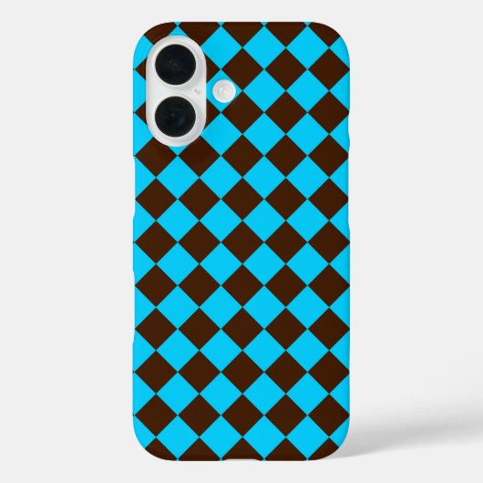 Blauw Bruin Diamant Checker Patroon Case-Mate iPhone Case (Achterkant)