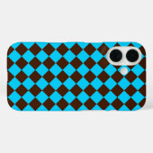 Blauw Bruin Diamant Checker Patroon Case-Mate iPhone Case (Achterkant (horizontaal))