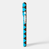 Blauw Bruin Diamant Checker Patroon Case-Mate iPhone Case (Achterkant / Links)
