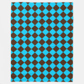 Blauw Bruin Diamant Checker Patroon Fleece Deken (Voorkant)