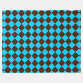 Blauw Bruin Diamant Checker Patroon Fleece Deken (Voorkant (Horizontaal))