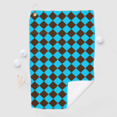 Blauw Bruin Diamant Checker Patroon Golfhanddoek (Insitu)
