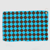 Blauw Bruin Diamant Checker Patroon Golfhanddoek (Horizontaal)