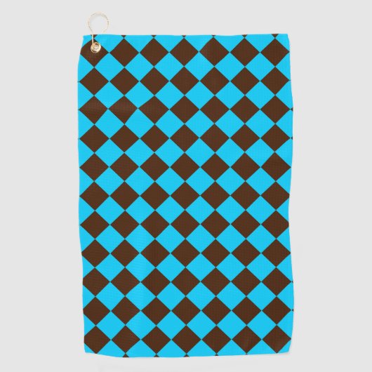 Blauw Bruin Diamant Checker Patroon Golfhanddoek (Voorkant)