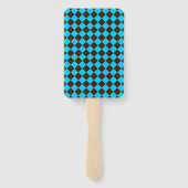 Blauw Bruin Diamant Checker Patroon Handwaaier (Achterkant)