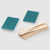 Blauw Bruin Diamant Checker Patroon Handwaaier (Niet-gemonteerd)