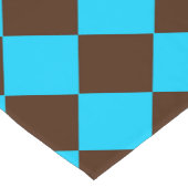 Blauw Bruin Diamant Checker Patroon Korte Tafelloper (Hoek)