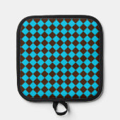 Blauw Bruin Diamant Checker Patroon Pannenlap (Voorkant)