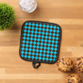 Blauw Bruin Diamant Checker Patroon Pannenlap (Top down)