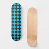 Blauw Bruin Diamant Checker Patroon Persoonlijk Skateboard (Voorkant)