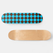 Blauw Bruin Diamant Checker Patroon Persoonlijk Skateboard (Horizontaal)