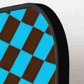 Blauw Bruin Diamant Checker Patroon Pickleball Paddle (Links Detail)