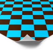Blauw Bruin Diamant Checker Patroon Poster (Hoek)