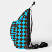 Blauw Bruin Diamant Checker Patroon Sling Bag (Rechts)