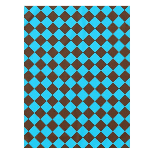Blauw Bruin Diamant Checker Patroon Tafelkleed (Voorkant)