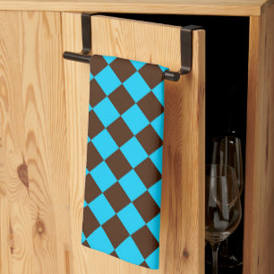 Blauw Bruin Diamant Checker Patroon Theedoek