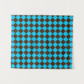 Blauw Bruin Diamant Checker Patroon Wandkleed (Voorkant (horizontaal))