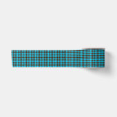 Blauw Bruin Diamant Dambord Patroon Satijnen Lint (Voorkant)