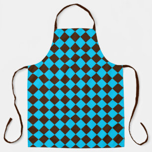 Blauw Bruin Diamant Dambord Patroon Schort